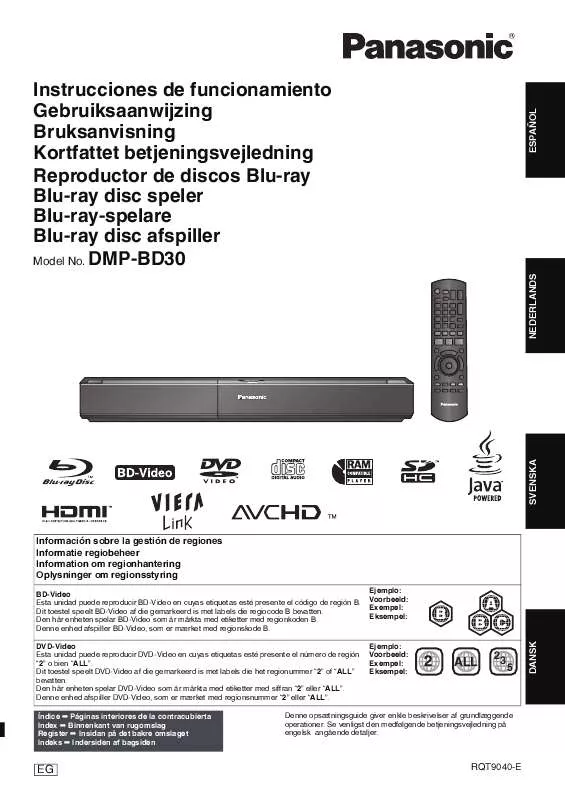 Mode d'emploi PANASONIC DMP-BD30