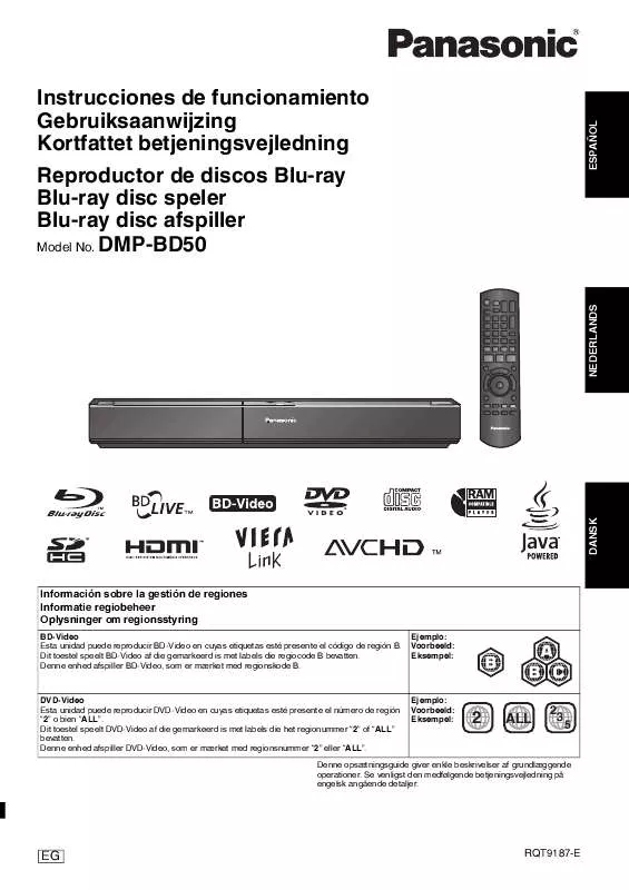 Mode d'emploi PANASONIC DMP-BD50