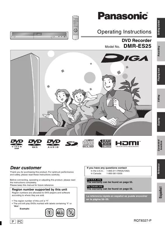 Mode d'emploi PANASONIC DMR-ES25