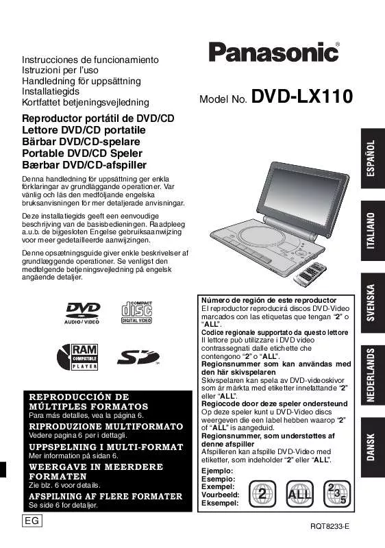 Mode d'emploi PANASONIC DVD-LX110