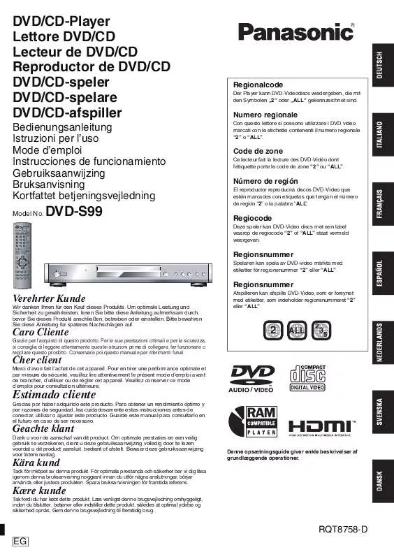 Mode d'emploi PANASONIC DVD-S99