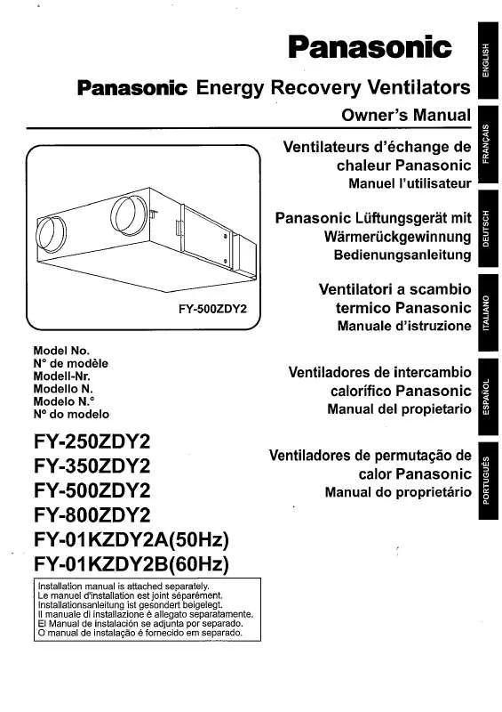 Mode d'emploi PANASONIC FY500ZDY2