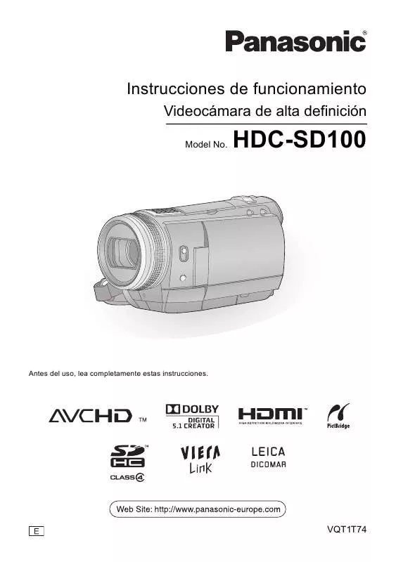 Mode d'emploi PANASONIC HDC-SD100