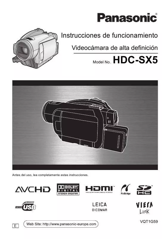 Mode d'emploi PANASONIC HDC-SX5