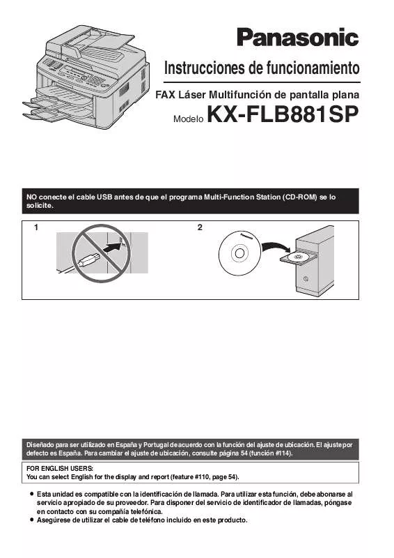 Mode d'emploi PANASONIC KX-FLB881SP