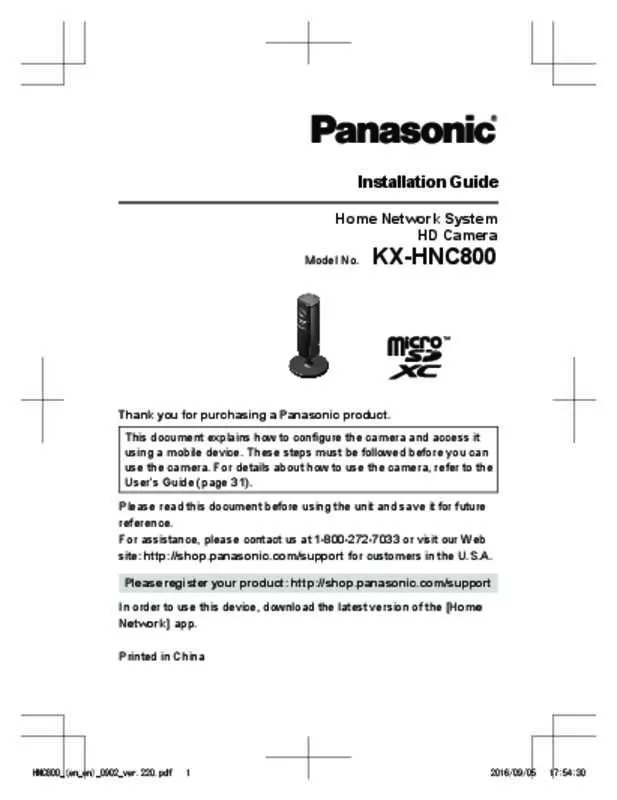 Mode d'emploi PANASONIC KX-HNC800