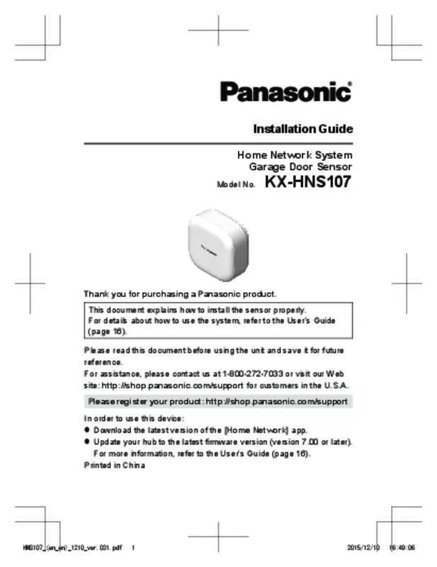 Mode d'emploi PANASONIC KX-HNS107