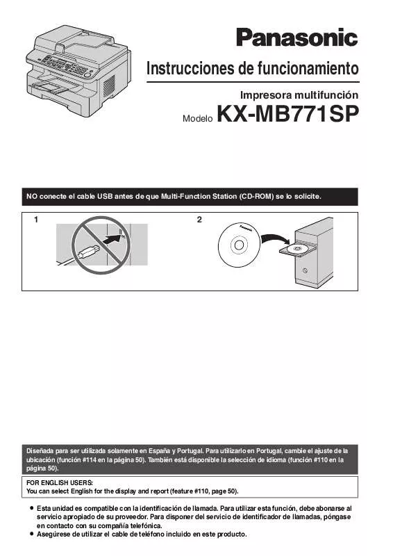 Mode d'emploi PANASONIC KX-MB771SP