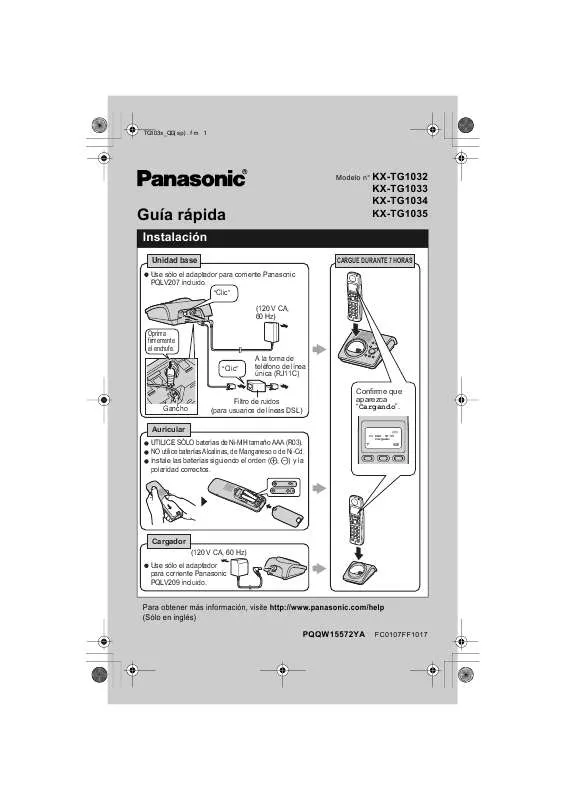 Mode d'emploi PANASONIC KX-TG1033