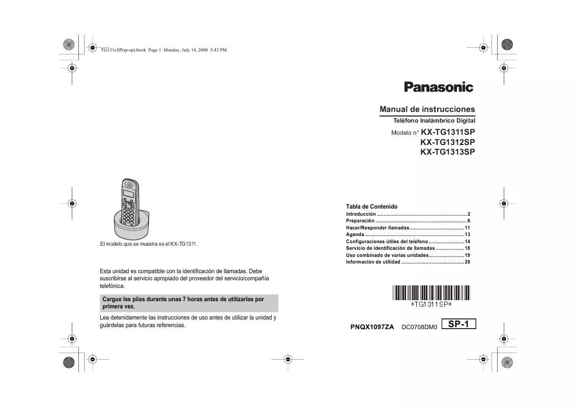 Mode d'emploi PANASONIC KX-TG1313SP