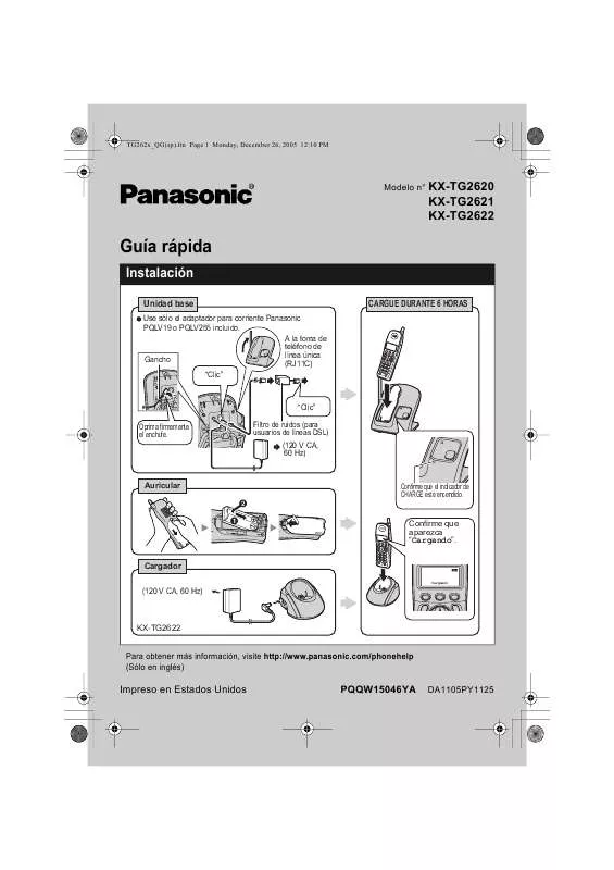 Mode d'emploi PANASONIC KX-TG2621