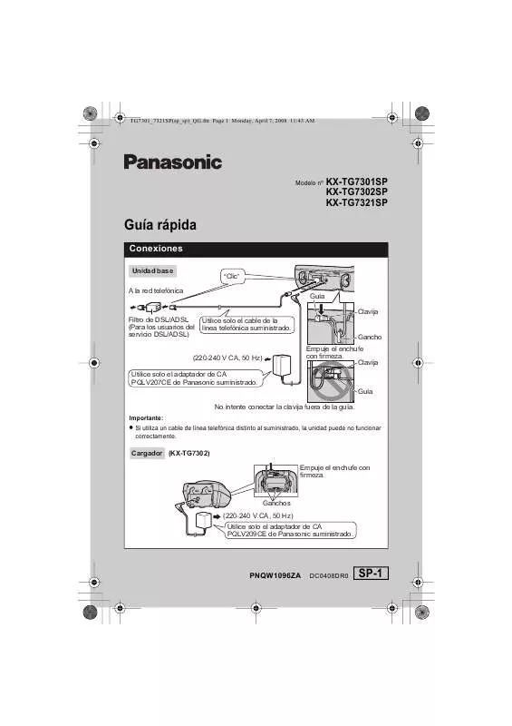 Mode d'emploi PANASONIC KX-TG7302SP