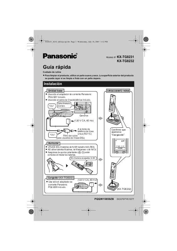 Mode d'emploi PANASONIC KX-TG8231