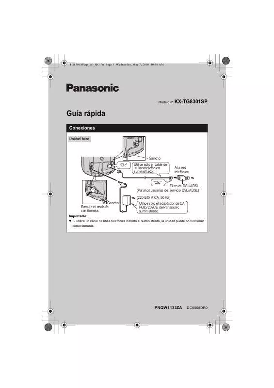 Mode d'emploi PANASONIC KX-TG8301SP