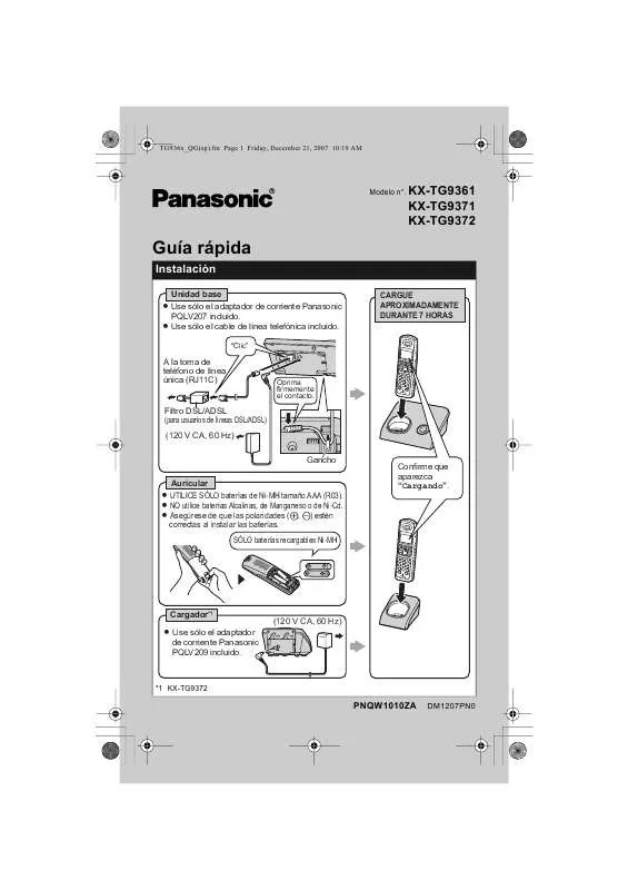 Mode d'emploi PANASONIC KX-TG9361