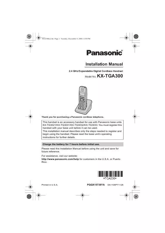 Mode d'emploi PANASONIC KX-TGA300