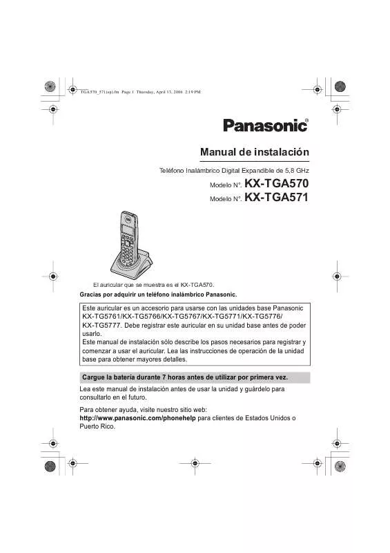 Mode d'emploi PANASONIC KX-TGA571