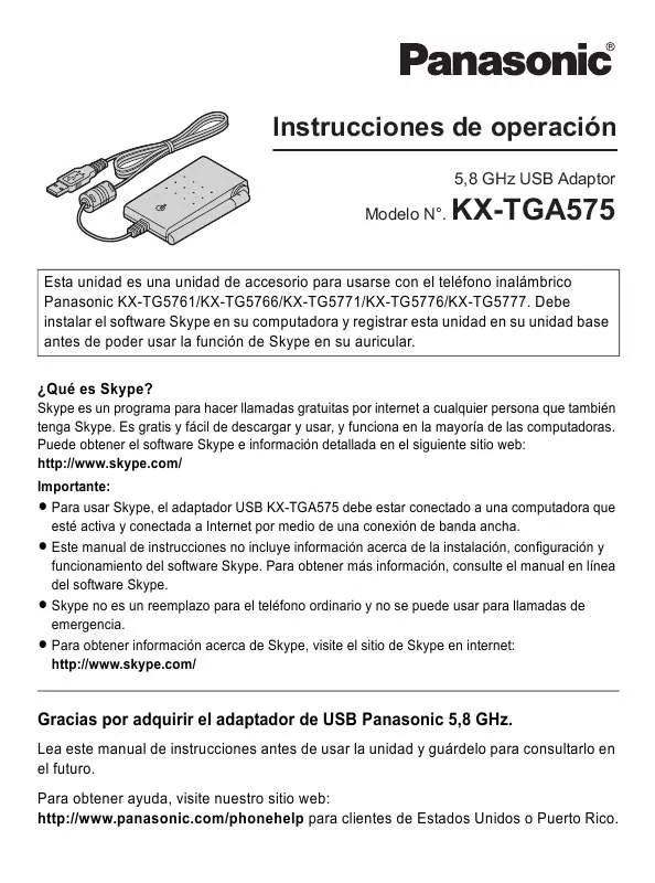 Mode d'emploi PANASONIC KX-TGA575