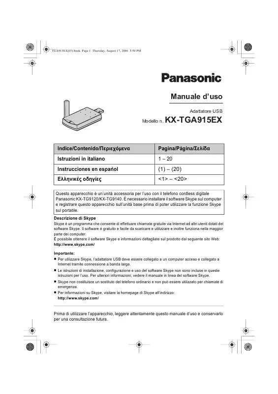 Mode d'emploi PANASONIC KX-TGA915EX