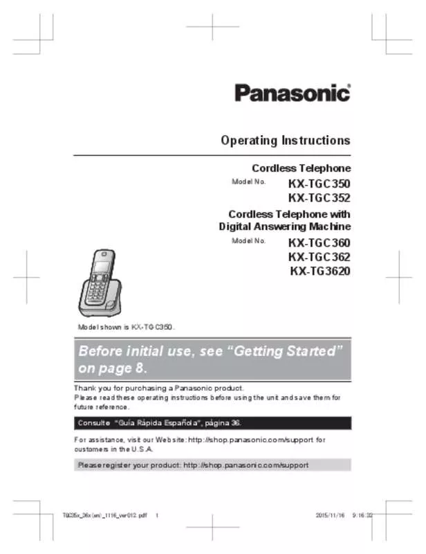 Mode d'emploi PANASONIC KX-TGC350