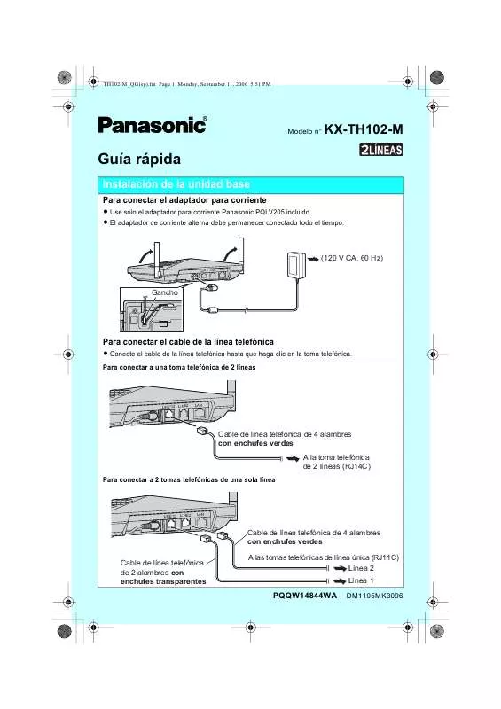 Mode d'emploi PANASONIC KX-TH102M