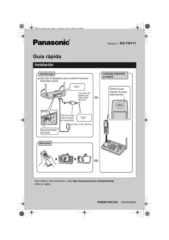 Mode d'emploi PANASONIC KX-TH111