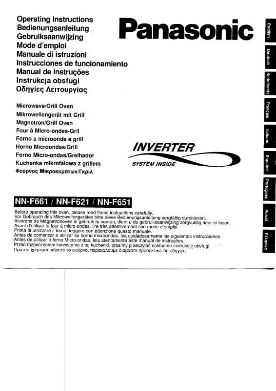 Mode d'emploi PANASONIC NN-F655