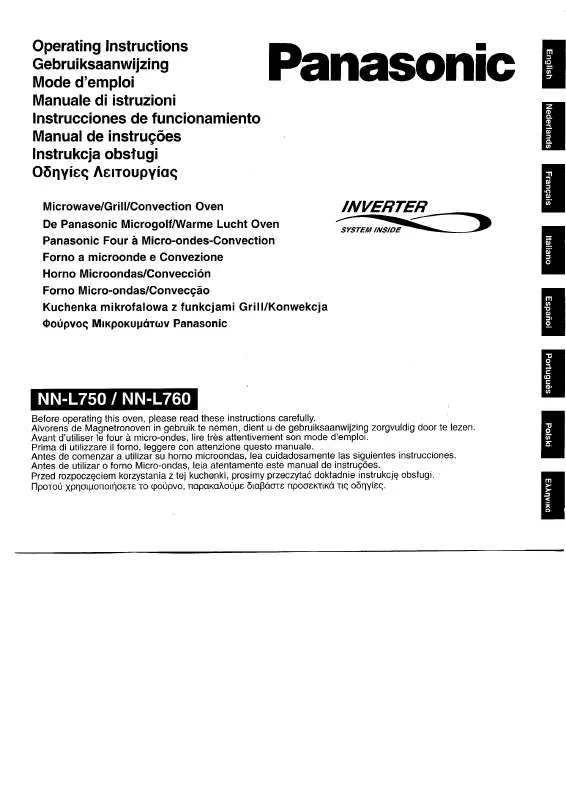 Mode d'emploi PANASONIC NN-L750WB