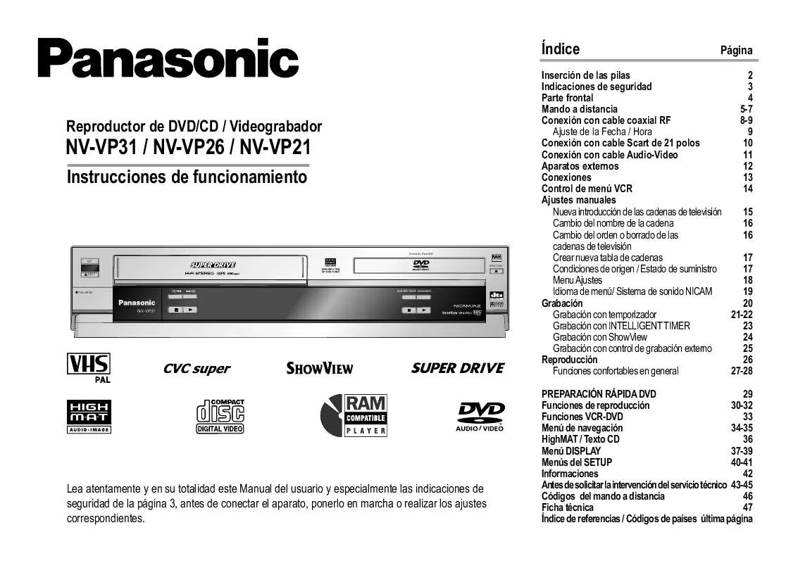 Mode d'emploi PANASONIC NV-VP21