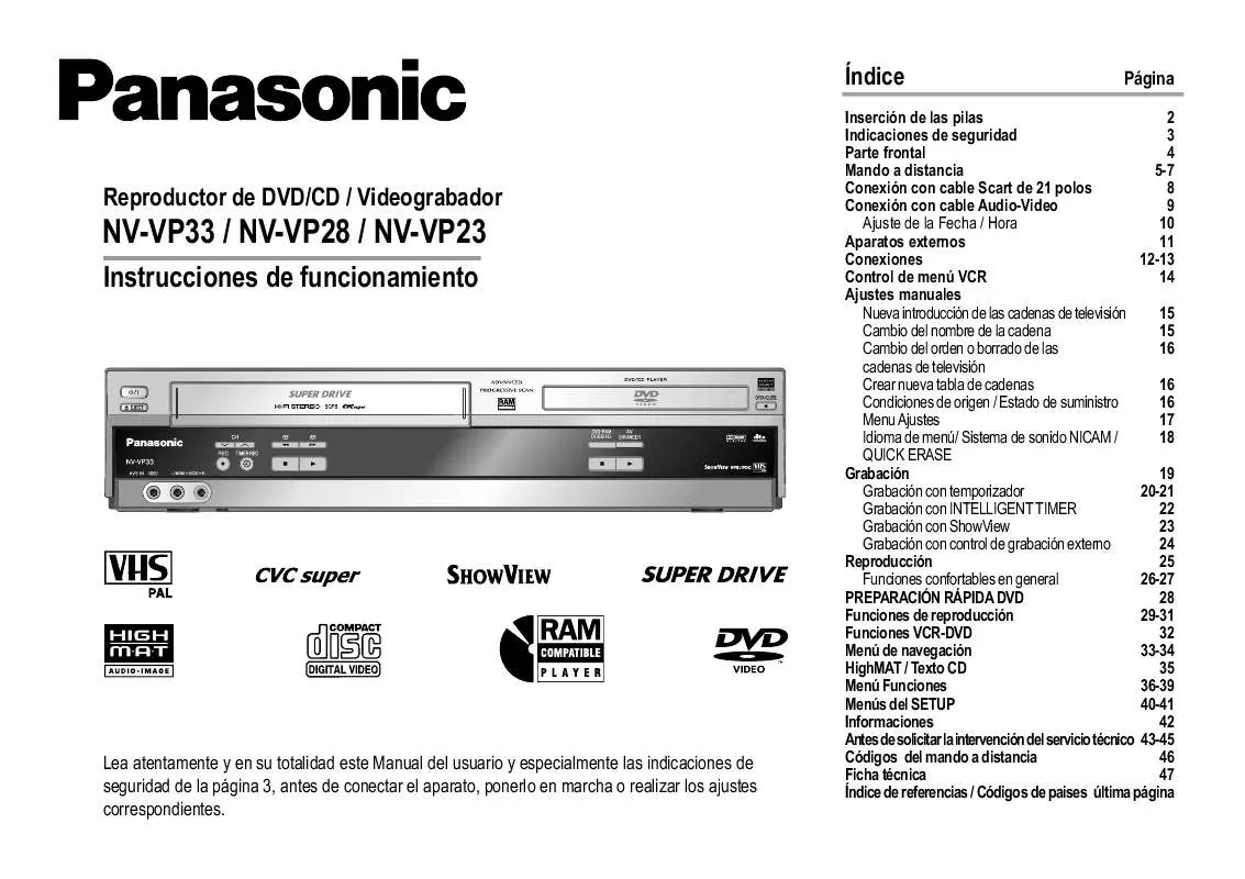 Mode d'emploi PANASONIC NV-VP23