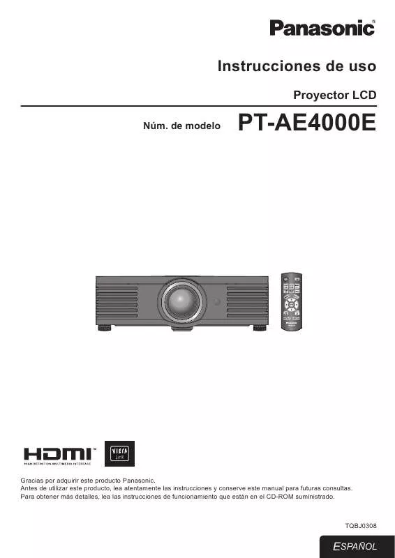 Mode d'emploi PANASONIC PT-AE4000E