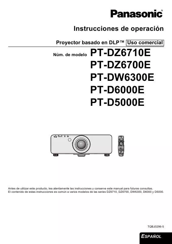 Mode d'emploi PANASONIC PT-DW6300E