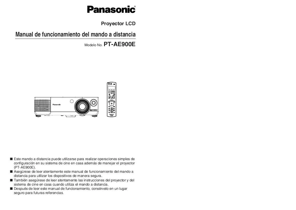 Mode d'emploi PANASONIC PT-AE900E