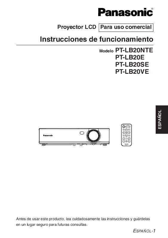 Mode d'emploi PANASONIC PT-LB20E