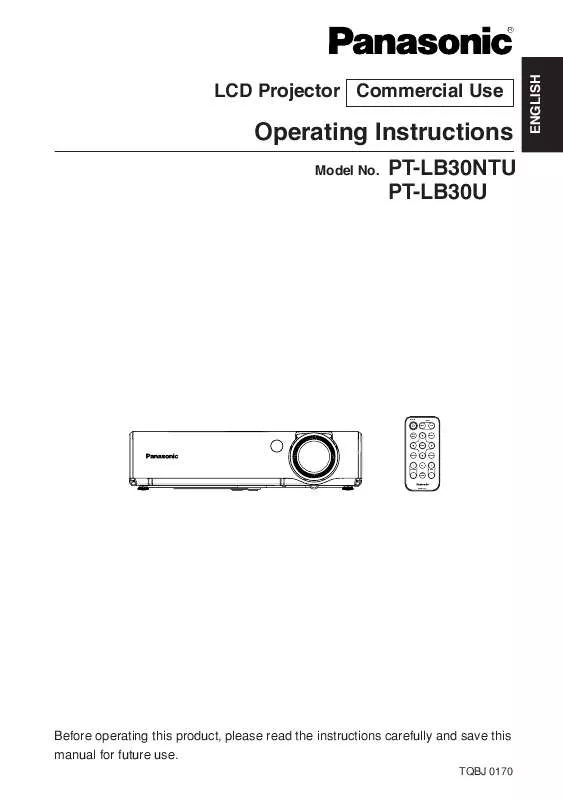 Mode d'emploi PANASONIC PT-LB30NTY