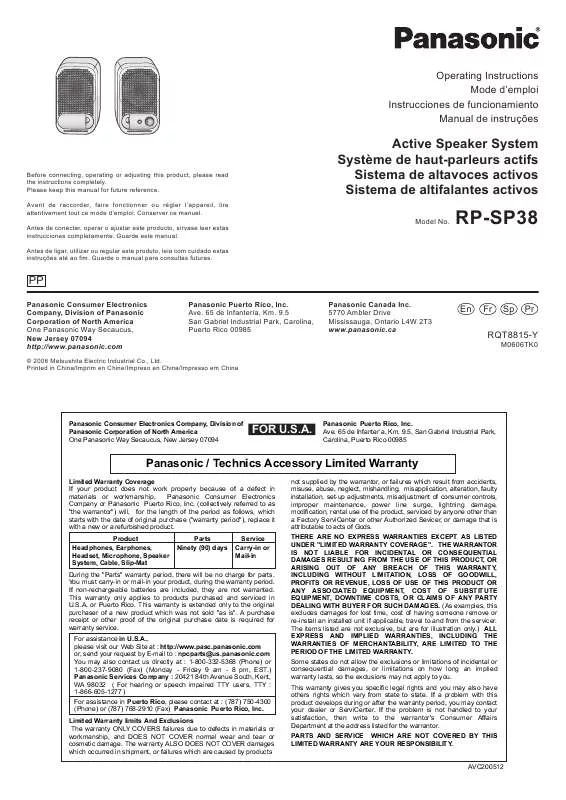 Mode d'emploi PANASONIC RP-SP38