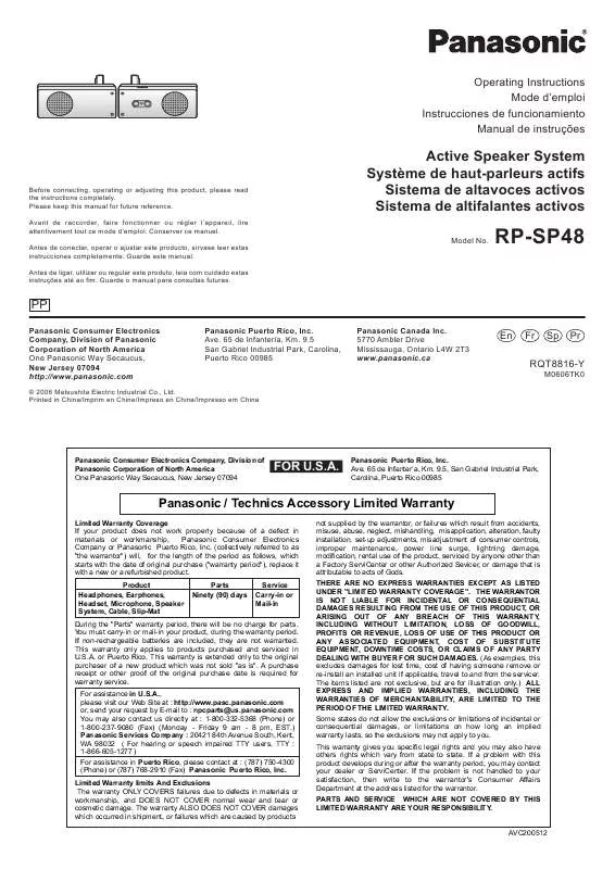 Mode d'emploi PANASONIC RP-SP48