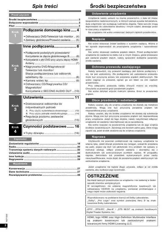 Mode d'emploi PANASONIC SA-XR70