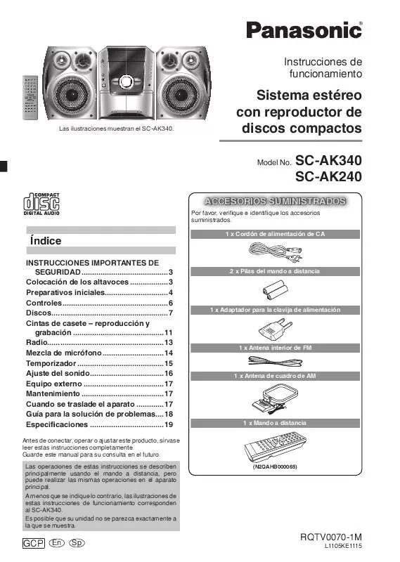 Mode d'emploi PANASONIC SC-AK240