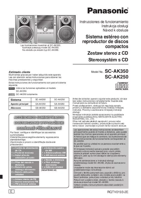 Mode d'emploi PANASONIC SC-AK250