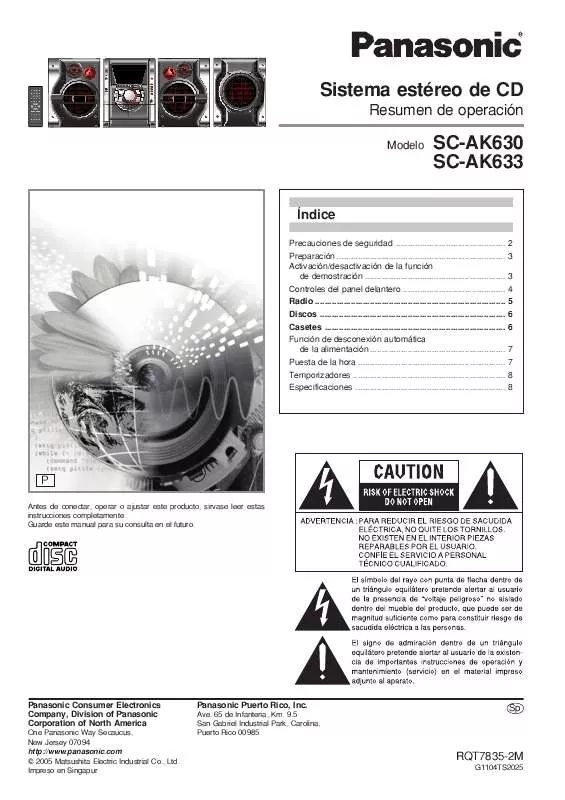 Mode d'emploi PANASONIC SC-AK633