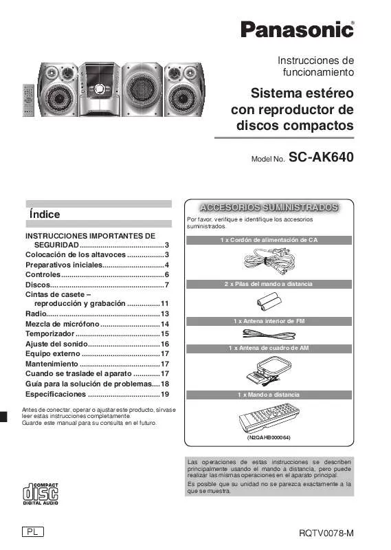 Mode d'emploi PANASONIC SC-AK640