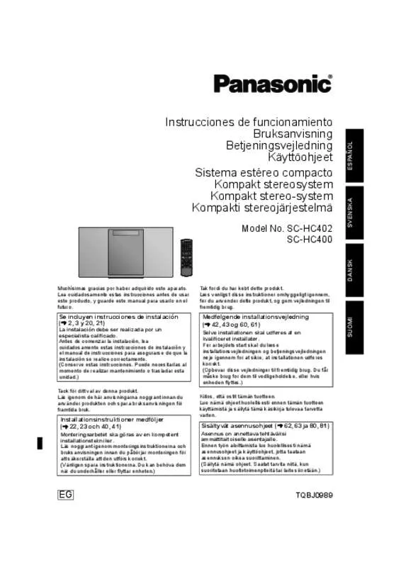 Mode d'emploi PANASONIC SC-HC402EG