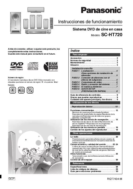 Mode d'emploi PANASONIC SC-HT720