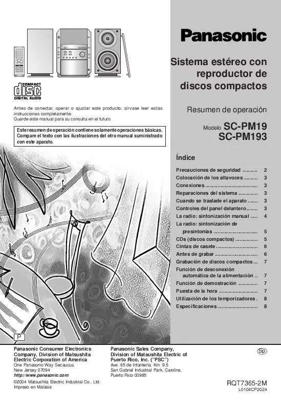 Mode d'emploi PANASONIC SC-PM193