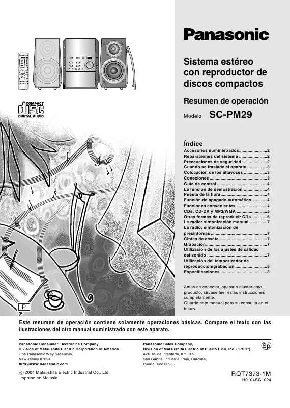 Mode d'emploi PANASONIC SC-PM29