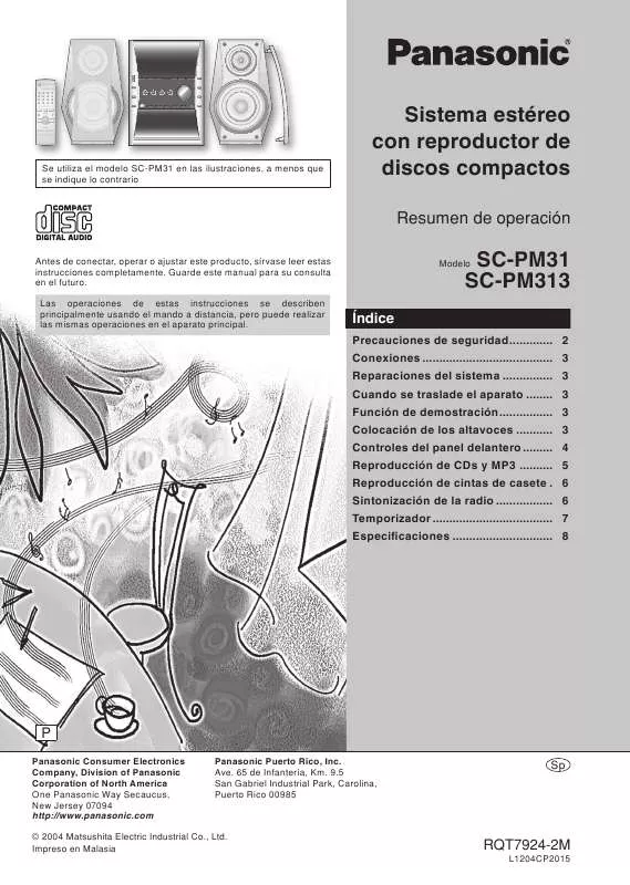 Mode d'emploi PANASONIC SC-PM31