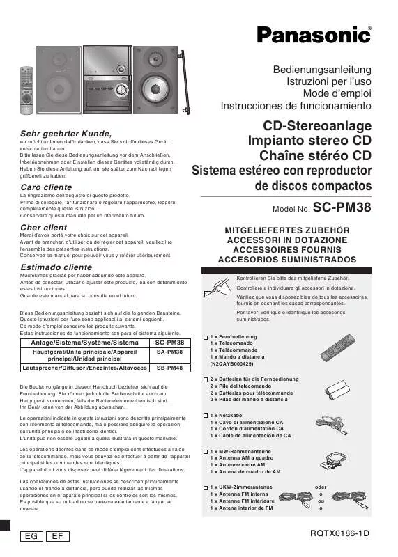 Mode d'emploi PANASONIC SC-PM38