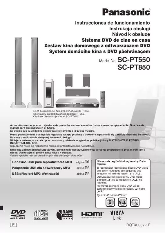 Mode d'emploi PANASONIC SC-PT850