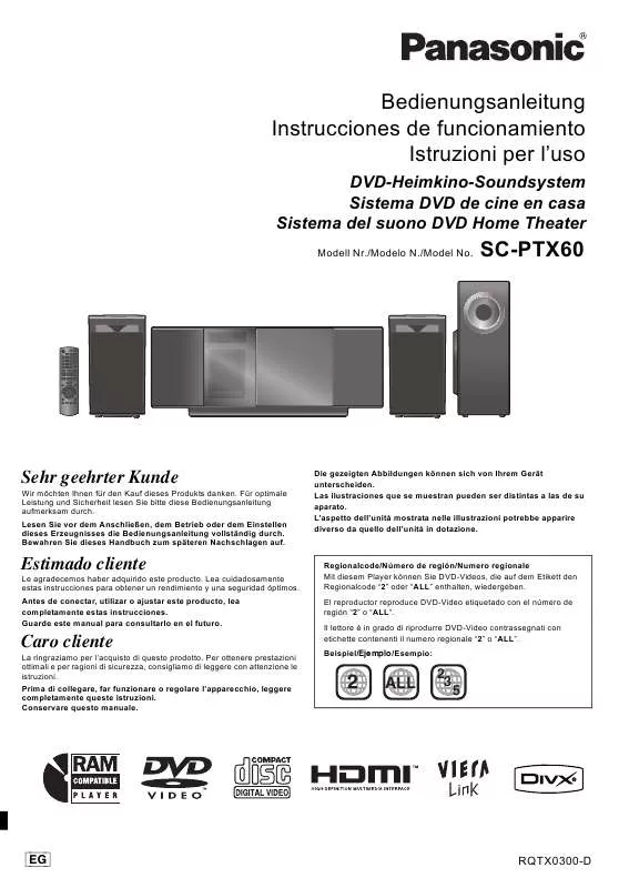 Mode d'emploi PANASONIC SC-PTX60